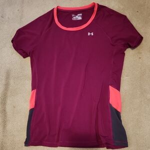 Under Armour Women's Burgundy and Coral Short Sleeve Tee